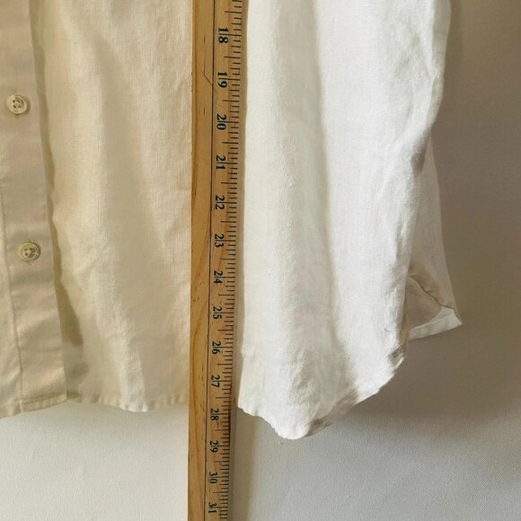 J. Jill Womens White Long Sleeve Lightweight Linen Button Up Shirt Size Large - Picture 9 of 11